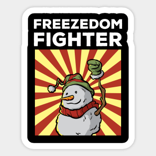 Vintage Snowman Freezedom Fighter Pun Resist Revolution Sticker